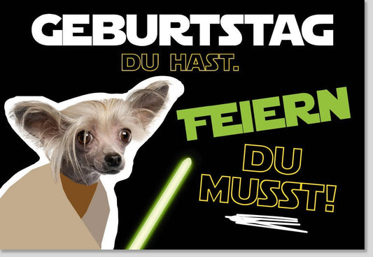 Geburtstagskarte mit Lustigem Hundemotiv und Sci - Fi Spruch, Humorvolle Grüße für Tierliebhaber, Grün - Perfekt für Geburtstagsfeiern