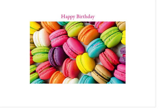 Geburtstagskarte mit Macarons - Farbenfrohe Glückwunschkarte für besondere Geburtstagsmomente