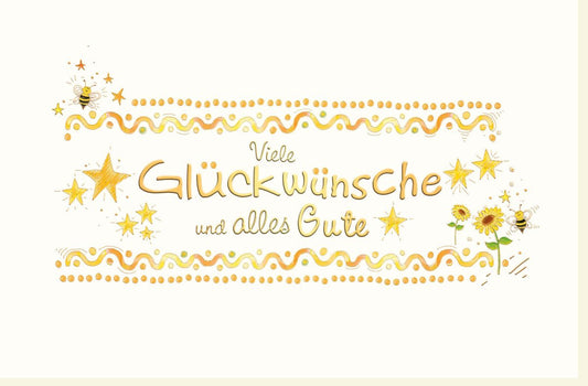 Geburtstagskarte mit Sternen & Bienen - Neutrale Karte für Feier, Punkte & Linien Design, Allzweckkarte für Glückwünsche und Freude