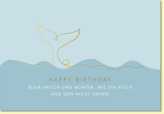 Geburtstagskarte mit Walflosse und Spruch Happy Birthday maritimes Design Glückwunschkarte Geburtstag für Freunde und Familie