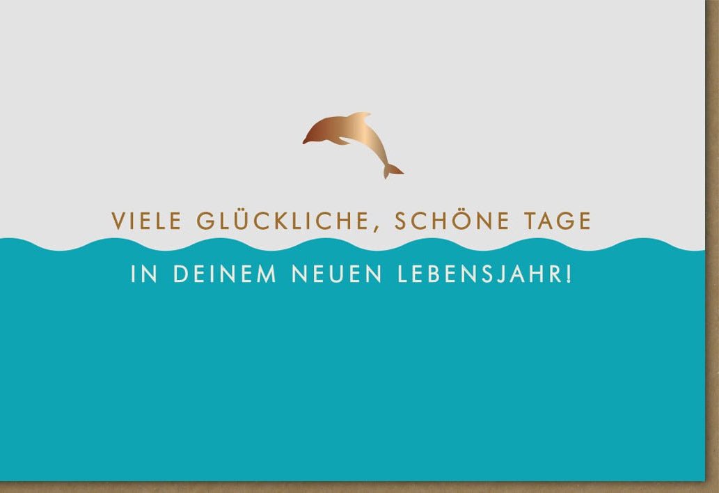 Geburtstagskarte "Ozeanische Freude" - Delphin & Meerestiere, Blau/Beige, für Erwachsene & Jugendliche, Naturdesign für Geburtstage