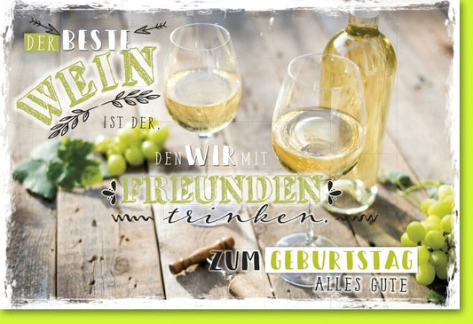 Geburtstagskarte - Rustikales Vintage Design mit Weinmotiv, Perfekt für Freunde, Cheers Toast & Feierliche Glückwünsche