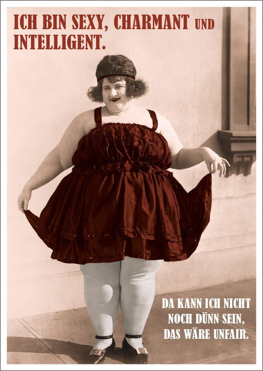 Geburtstagskarte - Selbstironischer Vintage Humor für Frauen, Retro Charme in Sepia, Lustig & Intelligent