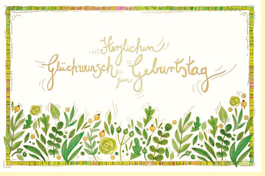 Geburtstagskarte Skorpion: Naturkarton, Goldfolie & Blindprägung, Grüntöne & Gold, Elegantes Design für Individualisten - Hochwertige Boutique - Qualität