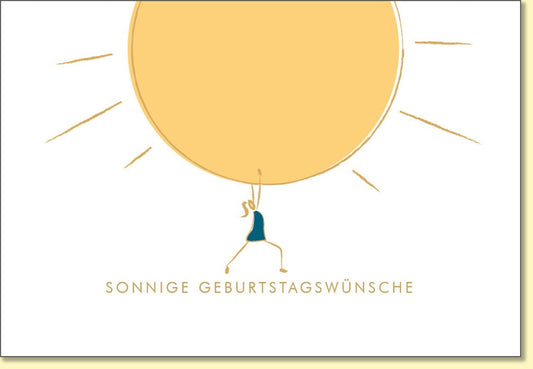 Geburtstagskarte sonnige Geburtstagswünsche mit großer Sonne und Illustration moderne Glückwunschkarte für Geburtstag hochwertig Klappkarte