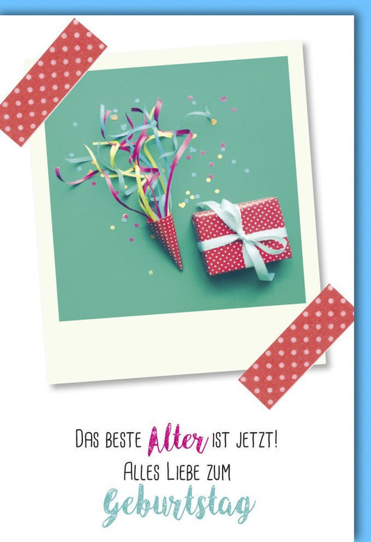 Geburtstagskarte - Stilvolle "Alles Liebe" Glückwunschkarte mit buntem Konfetti - Design für Feierlichkeiten