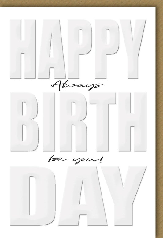 Geburtstagskarte – Stilvolle Karte mit Happy Birthday Schriftzug, Modernes Design für Feier & Jubiläum in Weiß