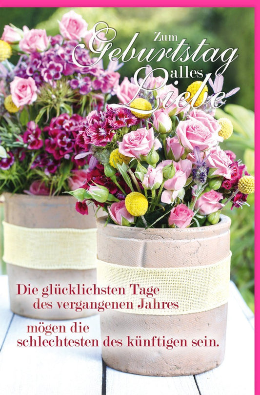 Geburtstagskarte - Stilvolles Blumenstrauß - Design mit liebevollen Glückwünschen für besondere Anlässe