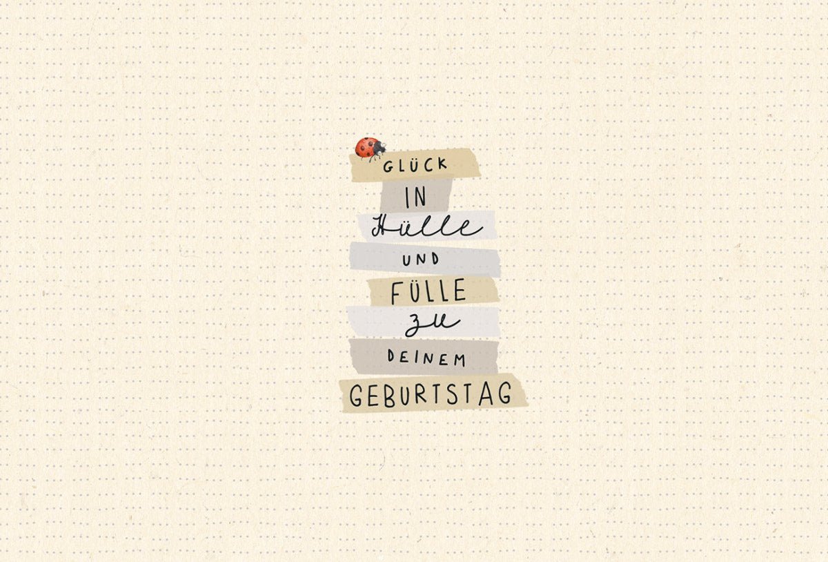 Geburtstagskarte – Vintage Design mit Minimalistischer Typografie auf Zuckerrohrpapier, Neutrale Farben und Texturdetails