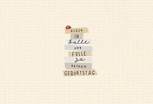 Geburtstagskarte – Vintage Design mit Minimalistischer Typografie auf Zuckerrohrpapier, Neutrale Farben und Texturdetails