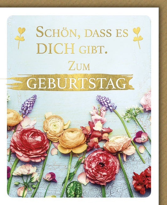Geburtstagskarte Vintage Floral - Herzlichen Glückwunsch mit Liebe & Wertschätzung Motiv