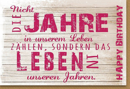 Geburtstagskarte Vintage Holzoptik - Weisheitsspruch für Jubiläum, Feierliche Gratulation