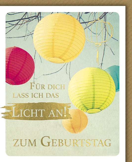 Geburtstagskarte – Vintage Lampion - Design, Farbenfroher und Eleganter Geburtstagsgruß