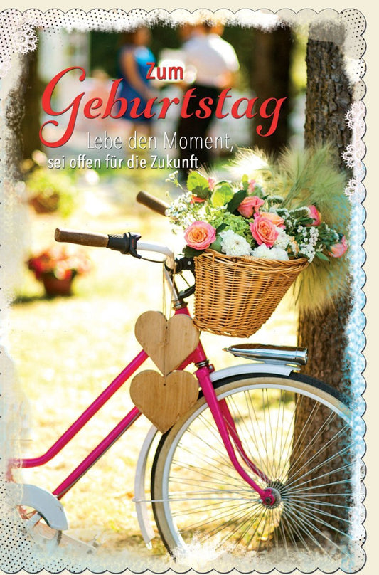 Geburtstagskarte Vintage mit Fahrrad & Blumen - Romantische Grüße für Lebensfreude & Optimismus, Perfektes Geschenk für besondere Momente