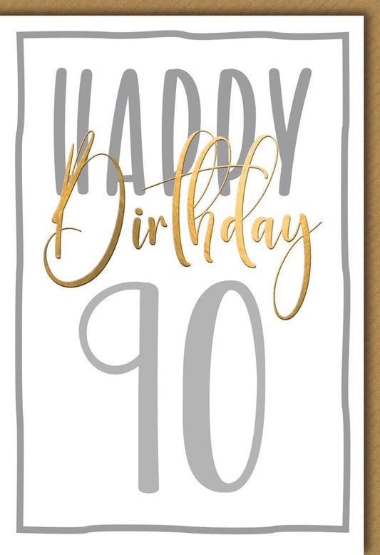 Geburtstagskarte zum 90. - Edle Glückwunschkarte mit Gold - und Silberdetails, Geschäftlich & Festlich
