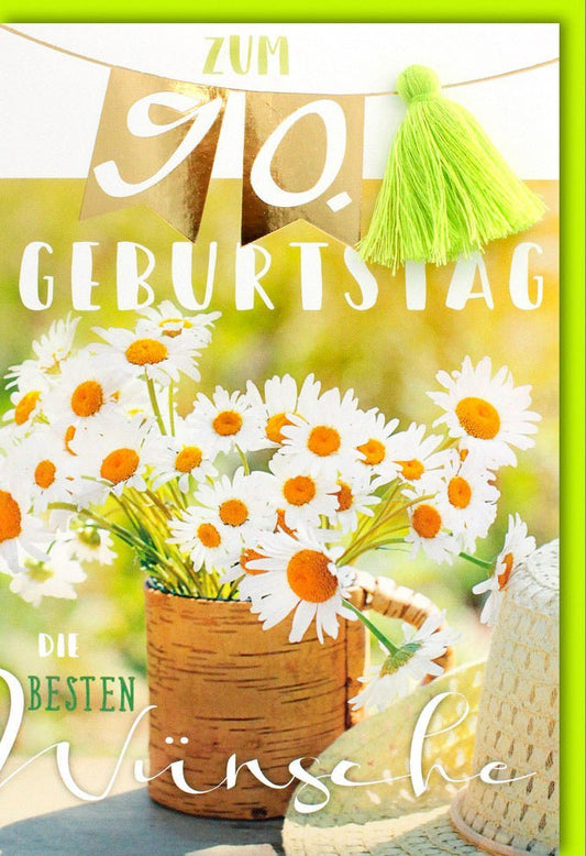 Geburtstagskarte zum 90.: Vintage - Design mit Blumen - Elegante Glückwünsche & Dekoration für Senioren, Perfektes Geschenk