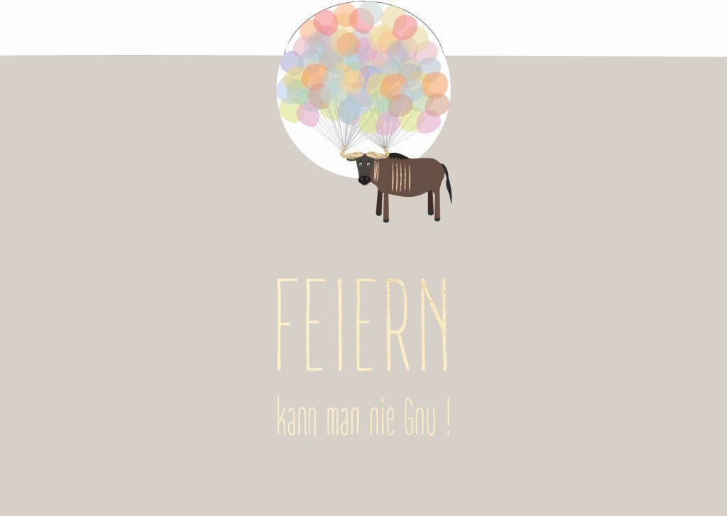 Geburtstagspostkarte: Einzigartige Feier mit Gnu - Motiv!