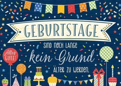 Geburtstagspostkarte Konfetti-Design mit Folienprägung - Älter werden feiern