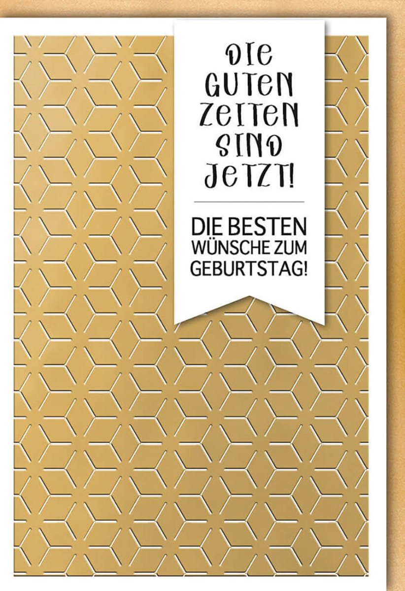 Geschäftliche Geburtstagskarte - Stilvolle Glückwünsche mit modernem Goldmuster für elegante Gratulationen