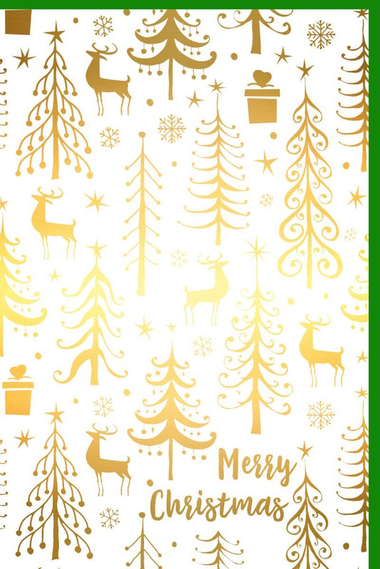 Geschäftliche Weihnachtskarte mit Goldfolie, Tannenbäumen & Elchen - Festliche Grüße und Sterne