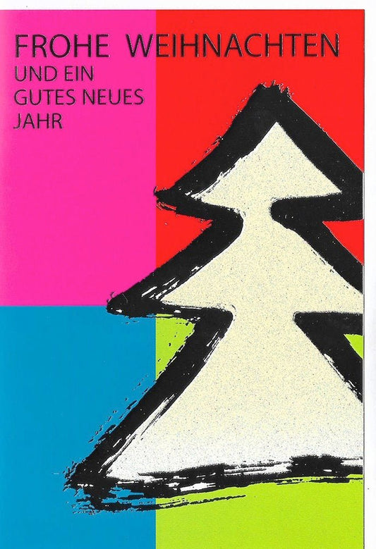 Geschäftliche Weihnachtskarte mit modernem Tannenbaum - Design in stilvollen Farben