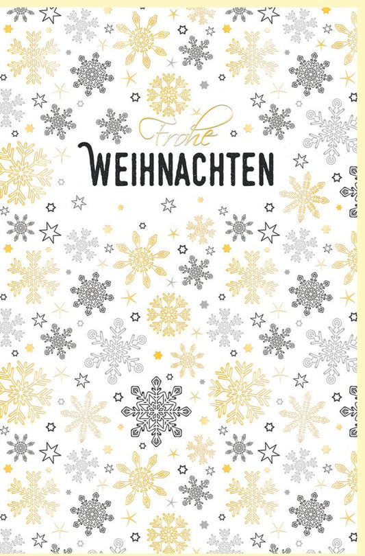Geschäftliche Weihnachtskarte: Stilvoller Gruß mit Gold - und Silber - Schneeflocken im Corporate Design