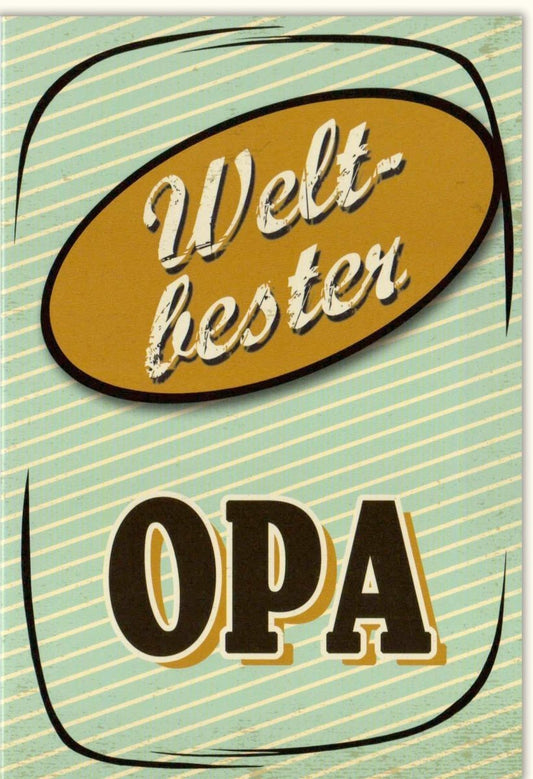 Glückwunschkarte für Opa - "Weltbester Großvater" im Retro - Stil, Vintage Design mit liebevollem Spruch, ideales Geschenk für besondere Anlässe, Grusskarten