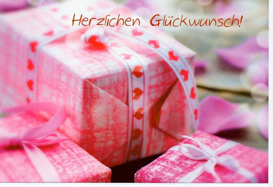 Glückwunschkarte Geschenk rosa Schleife Herzen Doppelkarte mit Umschlag stilvolle Doppelkarte für Gratulation und besondere Anlässe
