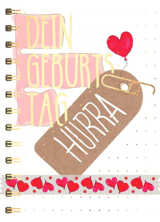 Glückwunschkarte – Herzliche Feierkarte mit Spruch, Herz & Ballon – Perfekt als Geschenkanhänger