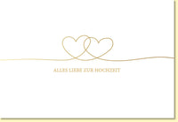 Glückwunschkarte Hochzeit mit goldenen Herzen edle Doppelkarte Alles Liebe zur Hochzeit stilvolle Hochzeitskarte Doppelkarte
