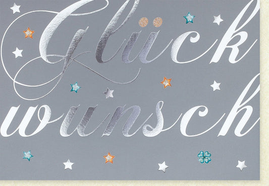 Glückwunschkarte mit Glitzersternen und Schriftzug – Festliche Karte für besondere Anlässe