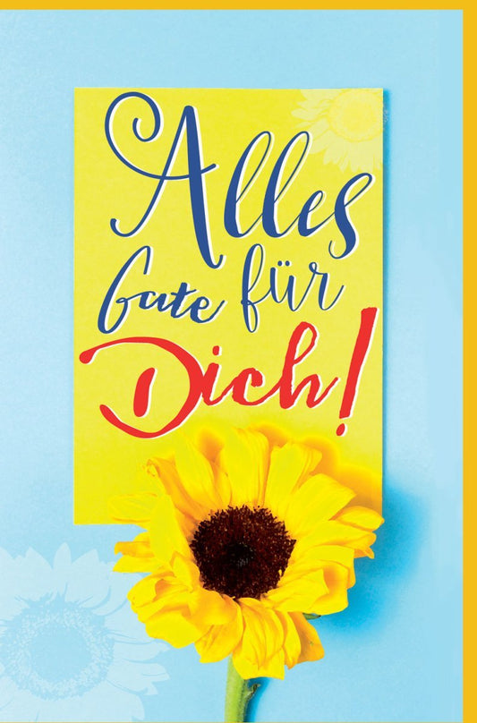 Glückwunschkarte mit Sonnenblumenmotiv - Eleganter Blumengruß in Gelb & Blau für besondere Anlässe, Hochwertige Gratulationskarte