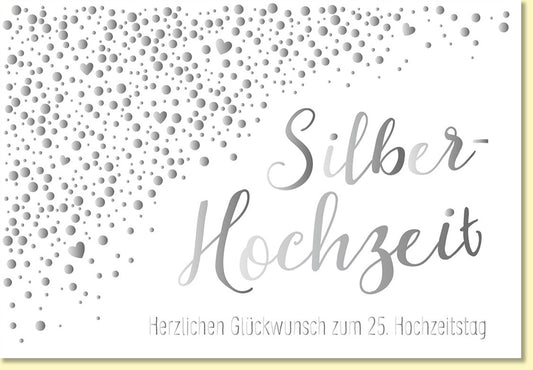 Glückwunschkarte Silberhochzeit mit Herzmotiv und modernem Design elegante Doppelkarte zur Silbernen Hochzeit 25 Jahre Jubiläum Hochzeitskarte