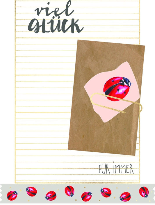 Glückwunschkarte Viel Erfolg - Marienkäfer Design für immer
