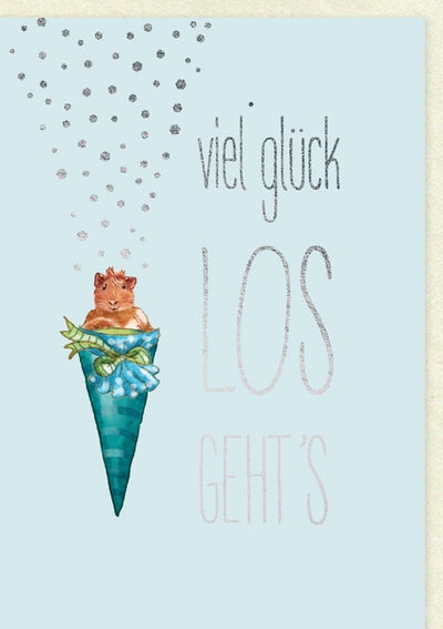 Glückwunschkarte zur Einschulung - Erstklässler Grußkarte mit Zuckertüten-Motiv für den Schulstart