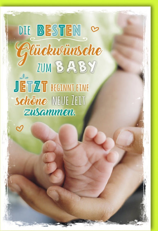 Glückwunschkarte zur Geburt - Babyfüße Design, liebevolle Gratulation für Neugeborene und Babyparty voller Babyglück