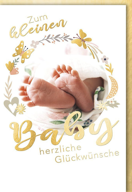 Glückwunschkarte zur Geburt - Babyfüße Design, Perfekt für Babyparty & Babyshower, Willkommen kleines Wunder!