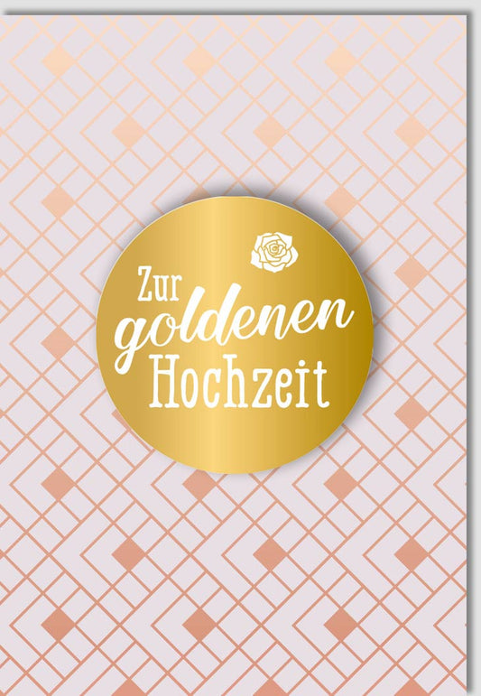 Glückwunschkarte zur Goldenen Hochzeit - Elegantes Design mit Goldakzenten für ein festliches Jubiläum und liebevolle Gratulation