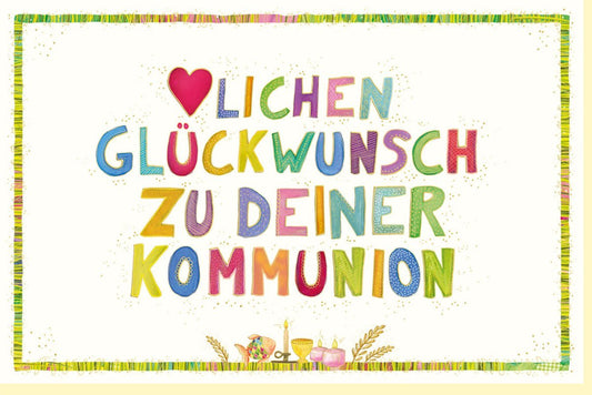 Glückwunschkarte zur Kommunion - Herz & Skorpion Motiv, Bunte Farben, Spirituelles Design für Kinder