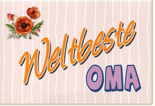 Grußkarte für Oma - "Beste Oma der Welt", Mohnblumen - Design, Herzliche Grüße & Wertschätzung, Perfektes Geschenk zum Muttertag oder Familienfeier