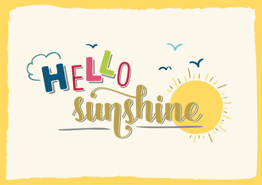 Grußkarte "Hello Sunshine" – Fröhliches Design mit Sonne, Wolken & Vögeln für Freunde und Familie, ideal als Geschenk oder Dekoration