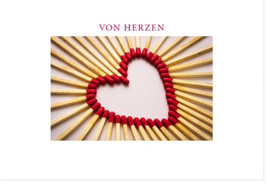 Grußkarte Herz & Streichhölzer – Liebevolle Botschaft für jeden Anlass – Originelle Grußkarten