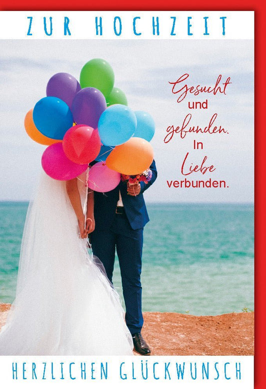 Hochzeitskarte Ballons & Meer - Romantische Glückwünsche zur Eheschließung, Liebevolle Gratulation für Paare, Feier der Zweisamkeit