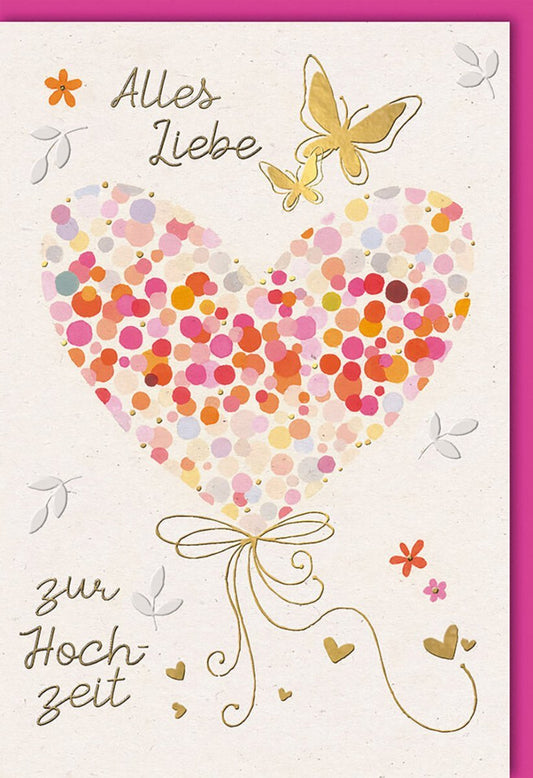 Hochzeitskarte - Bunte Herzen für Glückwünsche zur Heirat & Verlobung, Feierliche Paar Celebration