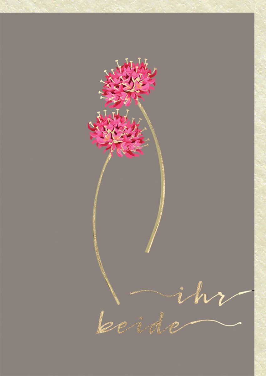 Hochzeitskarte - Elegantes Blumenmotiv, Goldschriftzug, Liebe & Zweisamkeit fĂĽr festliche Gratulationen