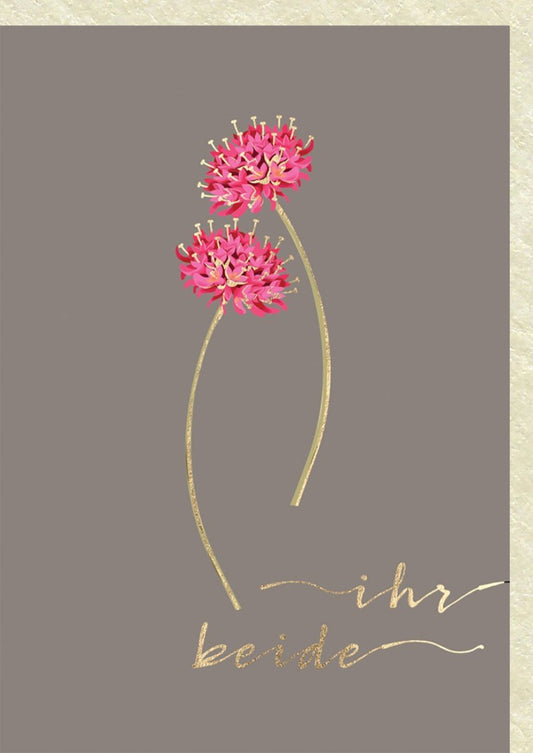 Hochzeitskarte - Elegantes Blumenmotiv, Goldschriftzug, Liebe & Zweisamkeit für festliche Gratulationen