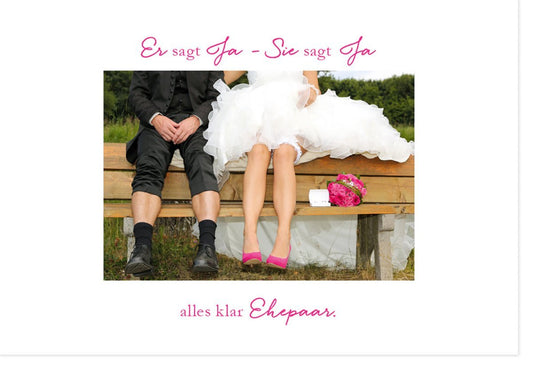 Hochzeitskarte für Braut & Bräutigam - Stilvolles Design zum Ja - Wort, Glückwünsche zur Ehe