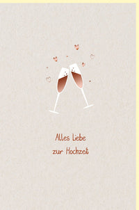 Hochzeitskarte für Paare - Elegantes Design mit Sektgläsern & Herz-Motiv in Beige | Perfekt für Verlobung, Jubiläum & Feierlichkeiten