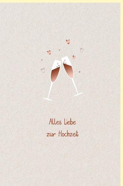 Hochzeitskarte für Paare - Elegantes Design mit Sektgläsern & Herz-Motiv in Beige | Perfekt für Verlobung, Jubiläum & Feierlichkeiten