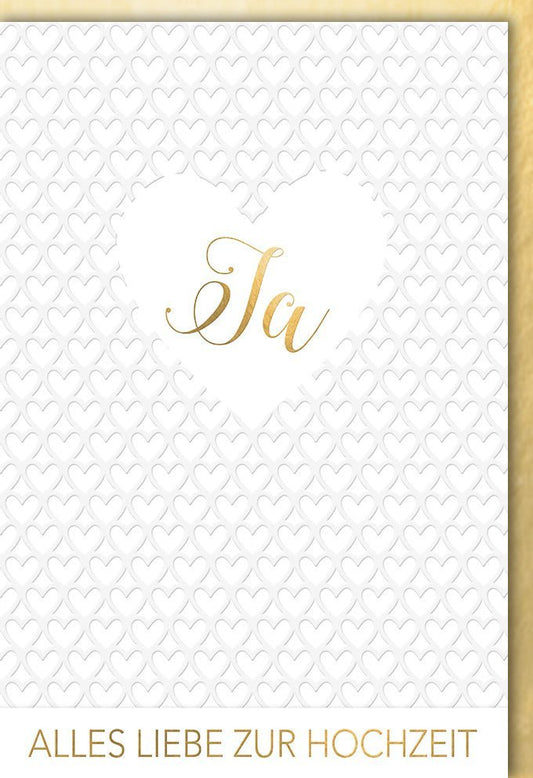 Hochzeitskarte Herzmotiv - Stilvolle Glückwünsche in Weiß & Gold für den besonderen Tag, Hochzeitsgrüße